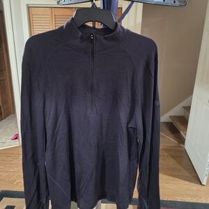 Merino Wool Black Quarter-Zip Pullover